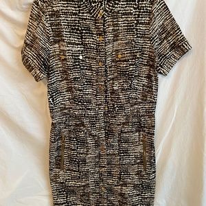 Calvin Klein SHIRTDRESS animal print,  Womens size 12, Brass Signature Buttons